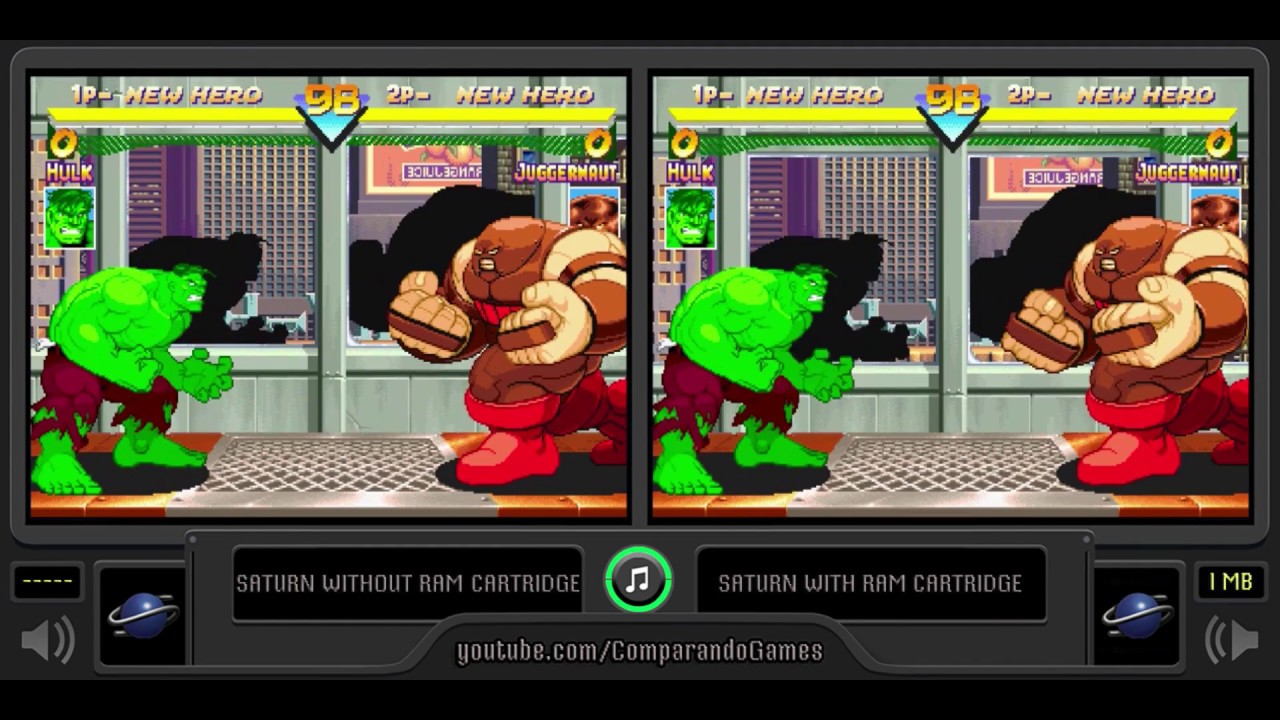 Marvel Super Heroes (Sega Saturn vs Sega Saturn) RAM Cartridge Comparison