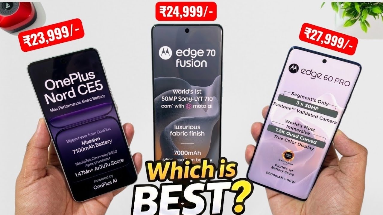 Moto Edge 70 Fusion против Edge 60 Pro против OnePlus Nord CE 5: лучший телефон для покупки. ОБЯЗ...