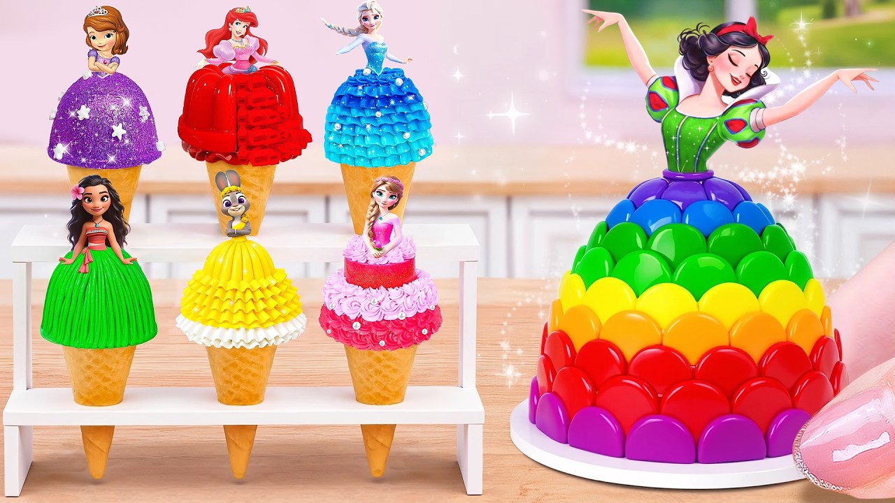 Magical Tiny Miniature Disney Princess Cake 👑🎂  Miniature Disney Princess Cake Decorating Relaxing