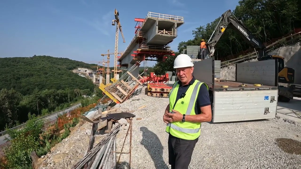 Gradnja viadukta Vinjan, avgust 2023