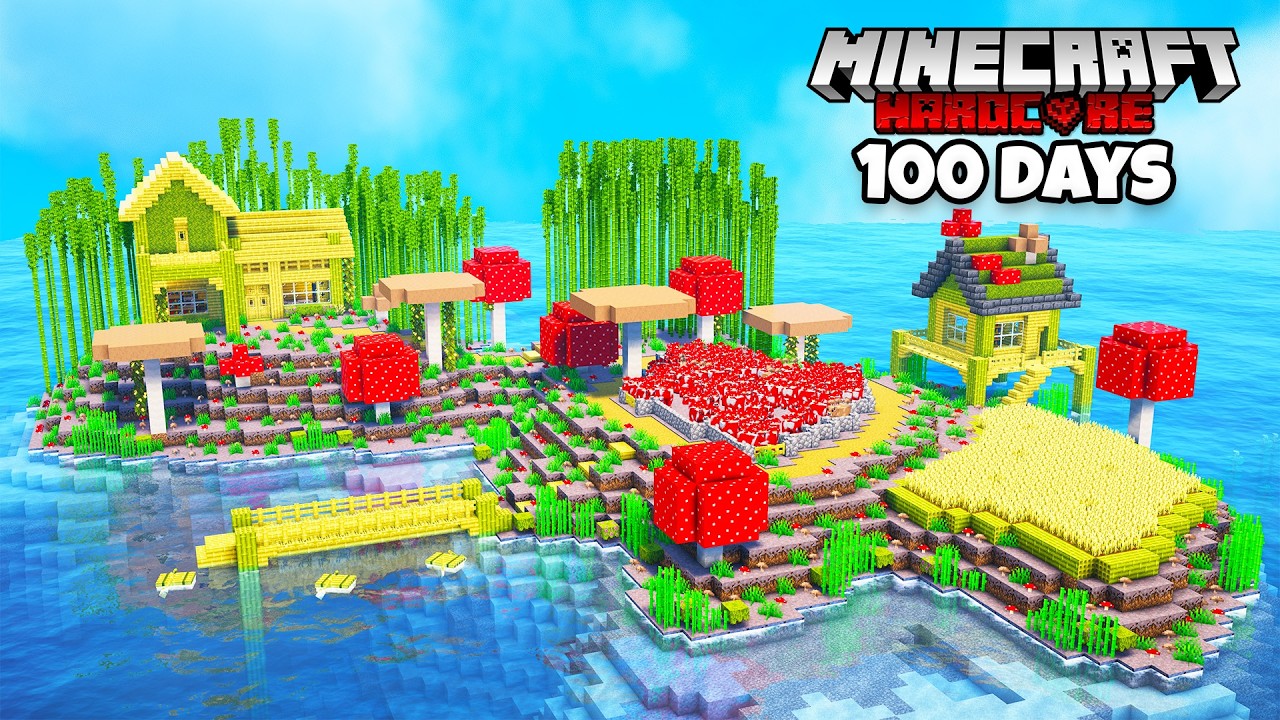 I Survived 100 Days on a MUSHROOM ISLAND in Hardcore Minecraft