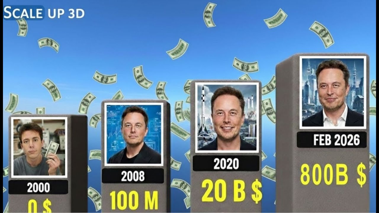 Elon Musk Net Worth Evolution (1999–2026) | 3D Comparison