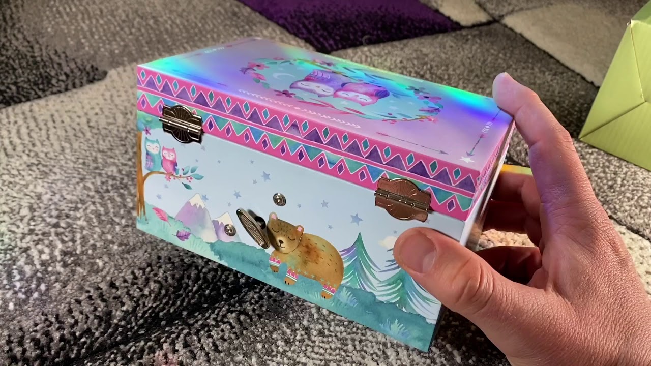 Jewelkeeper Girl's Musical Jewellery Storage Box with Woodland Owls Design unboxing and instructions