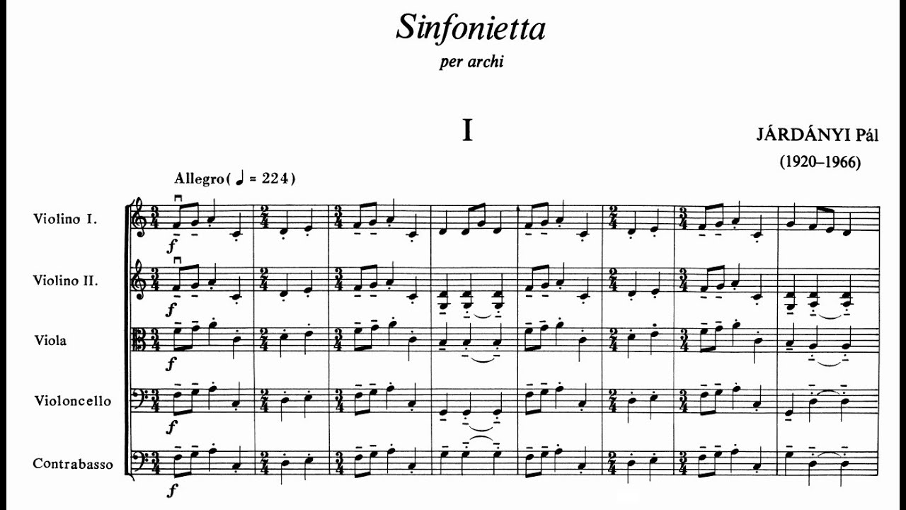 P&aacute;l J&aacute;rd&aacute;nyi - Sinfonietta for string orchestra (with score)