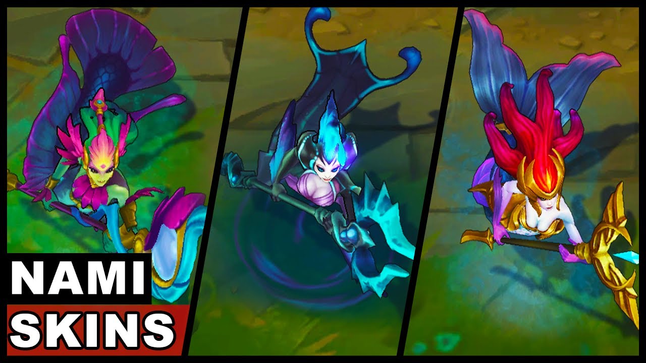All Nami Skins Spotlight SKT T1 Deep Sea River Spirit Urf Koi (League of Legends)