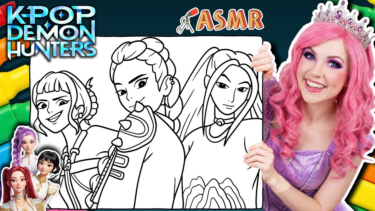 Coloring Huntrix (Rumi, Mira & Zoey) from Kpop Demon Hunters | Ohuhu Art Markers | ASMR Relaxing