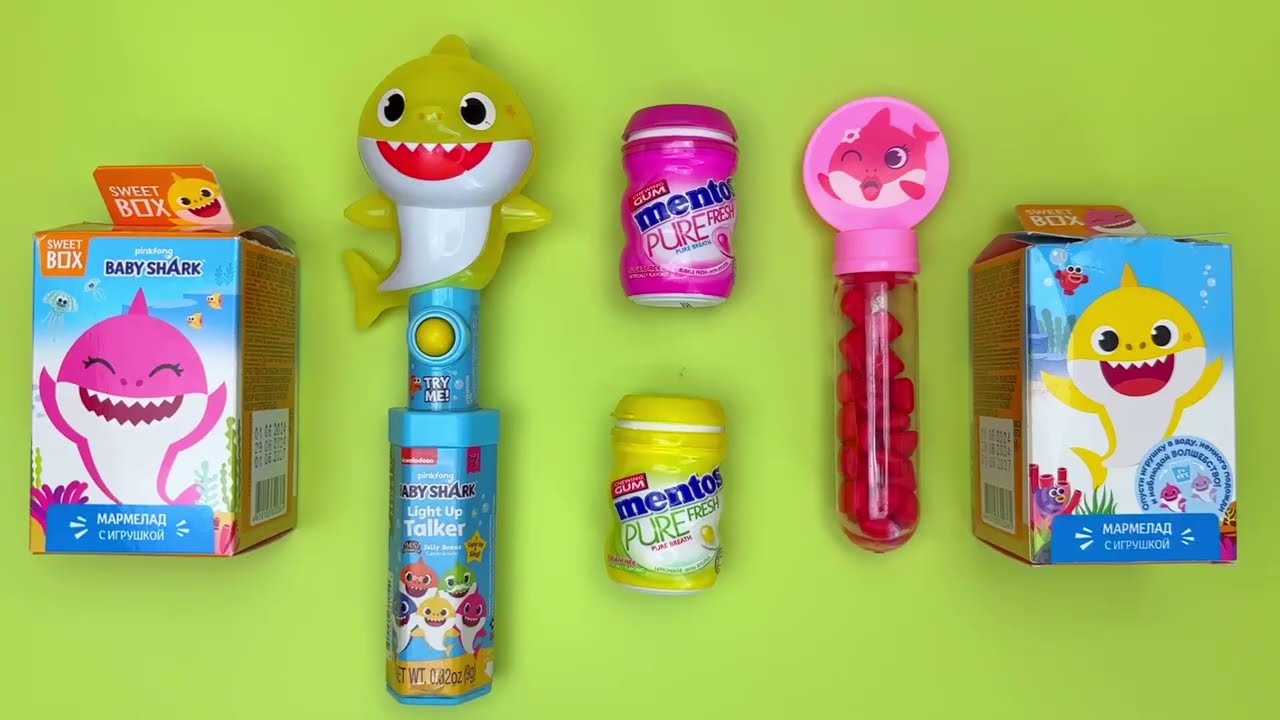 🦈💙 Baby Shark Pez Dispenser ASMR | Crinkly Candy Wrappers & Egg Surprise Opening