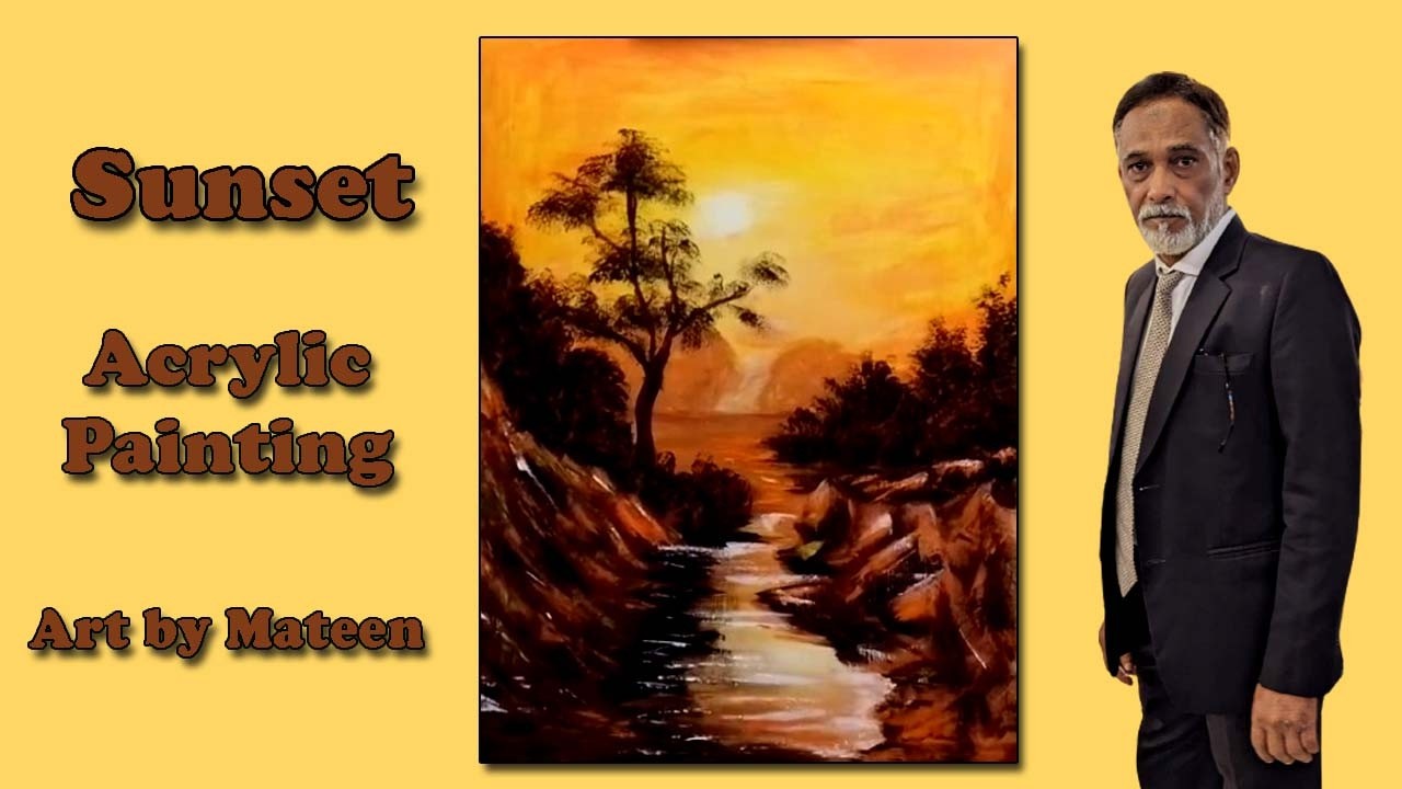 Sunset | Acrylic Painting | Step by step | Time lapse