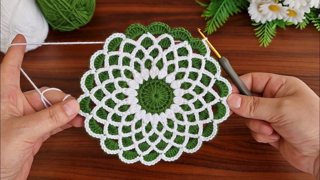 Amazing!.. 😇 Super easy very useful crochet beautiful motif crochet coaster - Tunisian crochet
