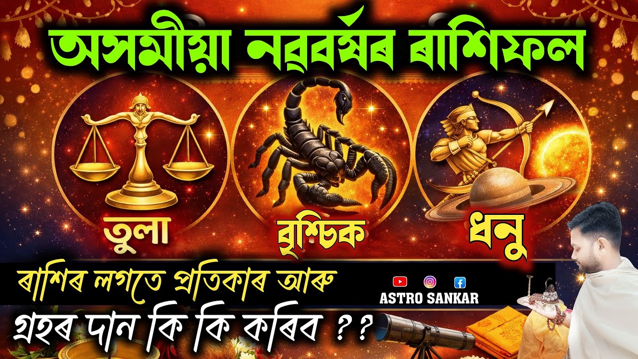 অসমীয়া নৱবৰ্ষ ৰাশিফল তুলা,বৃশ্চিক আৰু ধনু ৰাশিৰ Astro Sankar ।। Assamese Rashifal