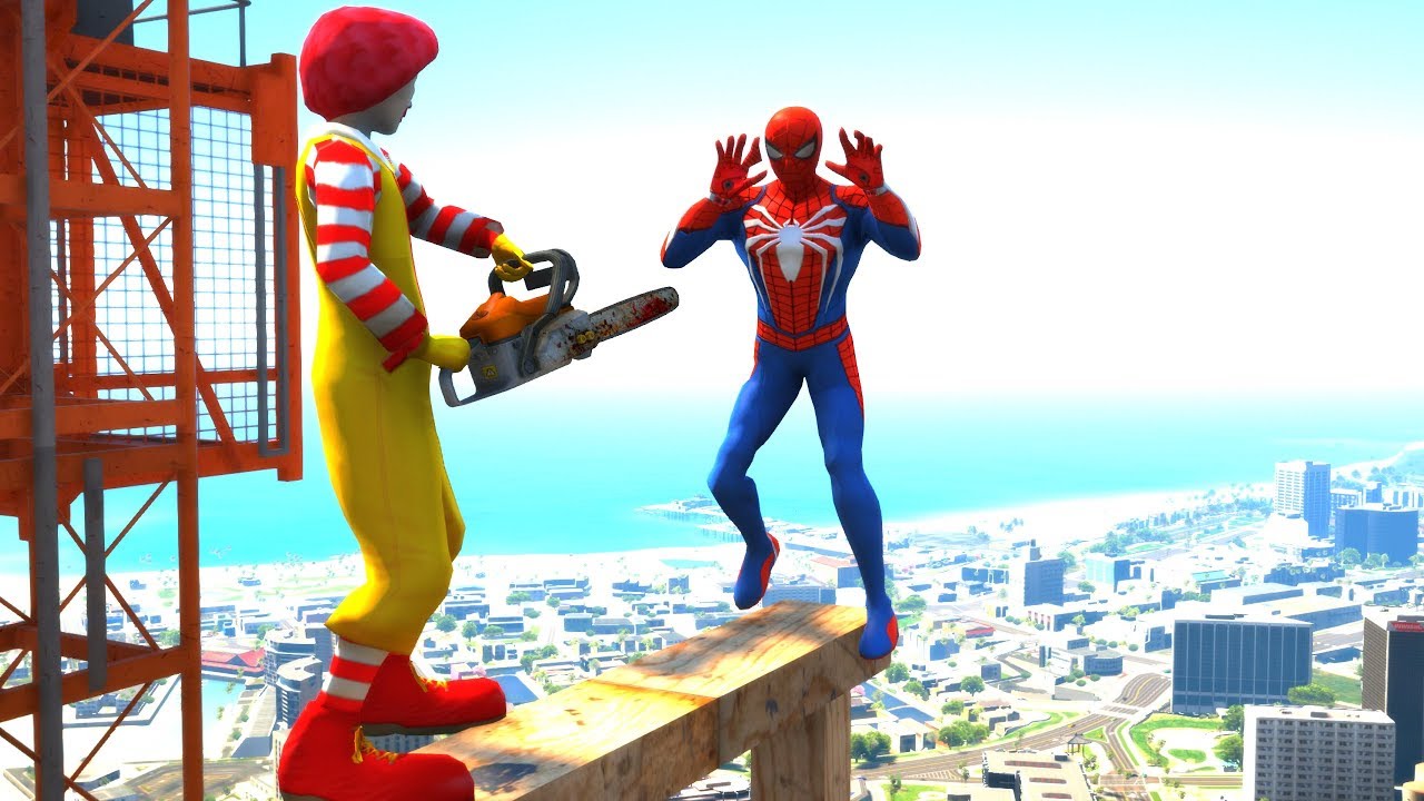 GTA 5 SPIDERMAN vs Ronald McDonald in GTA 5 Crazy Ragdolls [Euphoria physics | Funny Moments]