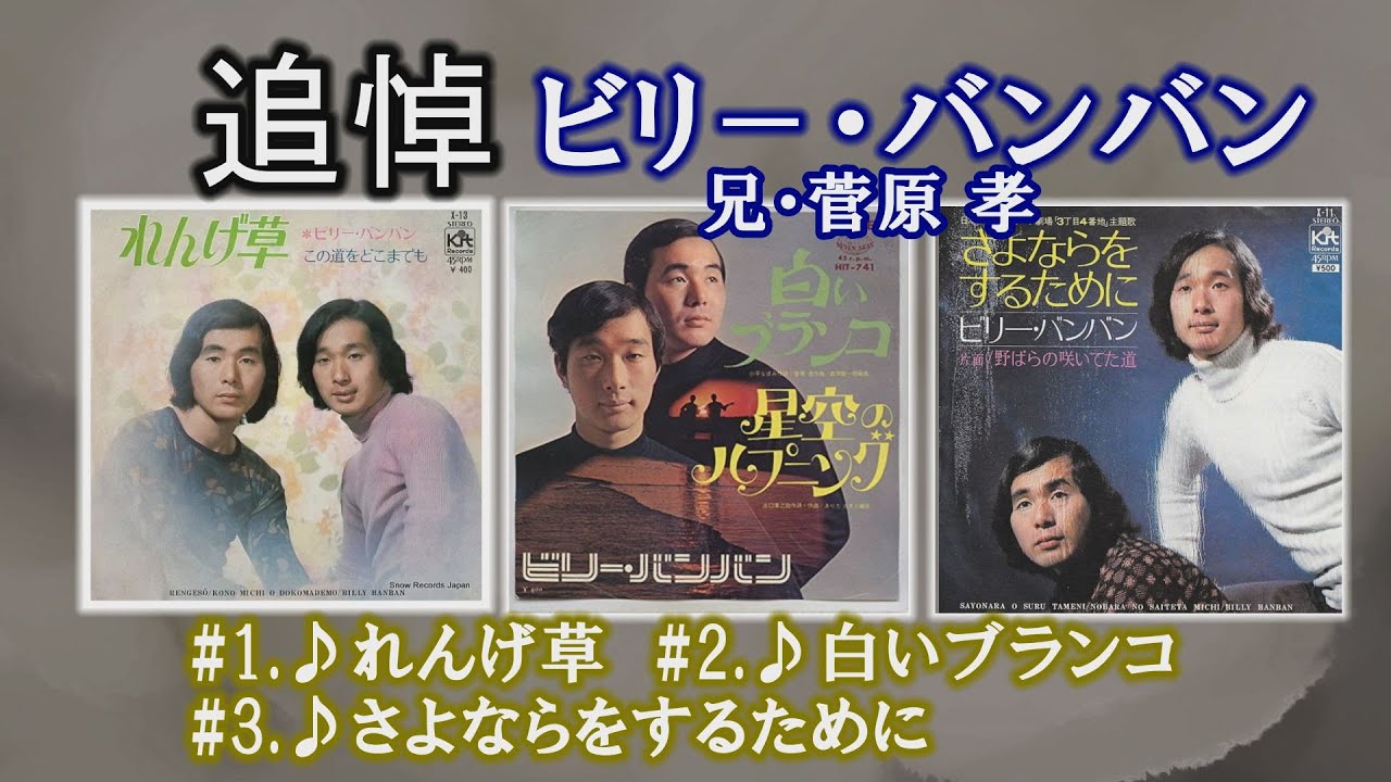 追悼「ビリ－・バンバン」兄・菅原 孝 ♪れんげ草 ♪白いブランコ ♪さよならをするために