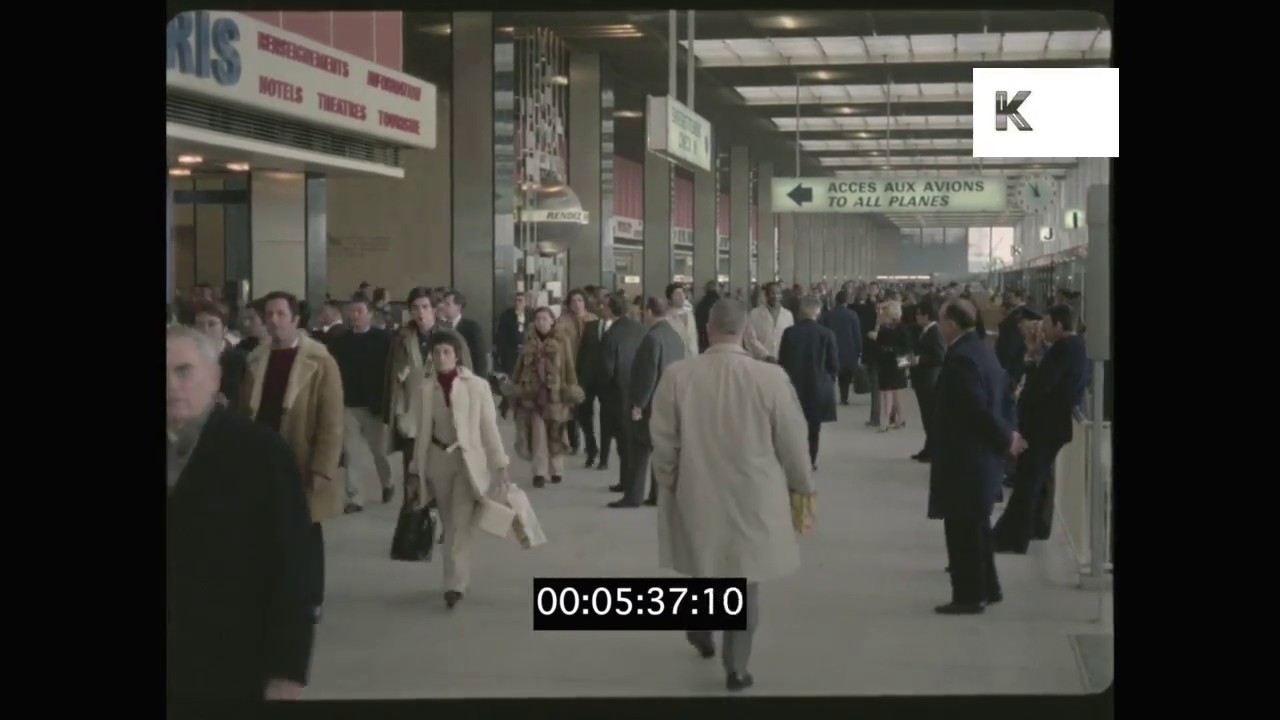 Inside Orly Airport Paris, 1960s, 1970s HD from 35mm