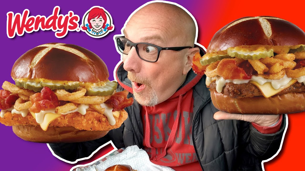 Wendy's Pretzel Bacon Pub Cheeseburger VS Spicy Chicken Pretzel Bacon Pub Sandwich