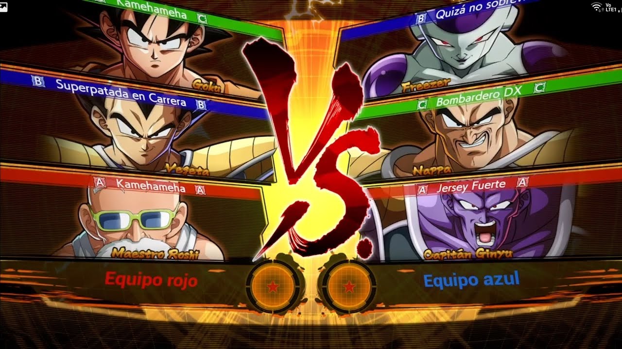 Goku y Vegeta y Maestro Roshi Vs Freezer y Nappa y Capitán Ginyu Dragon Ball Fighterz