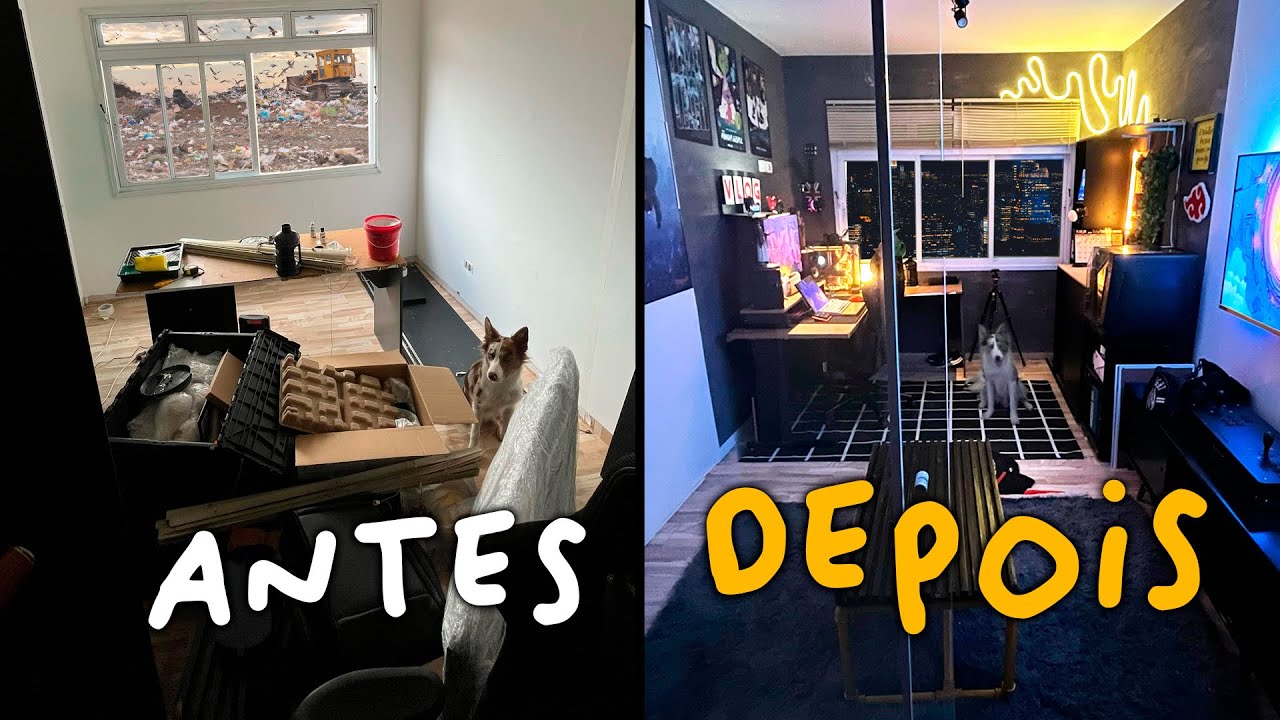 Transformei essa SALA BAGUNÇADA num STUDIO GAMER em 24h