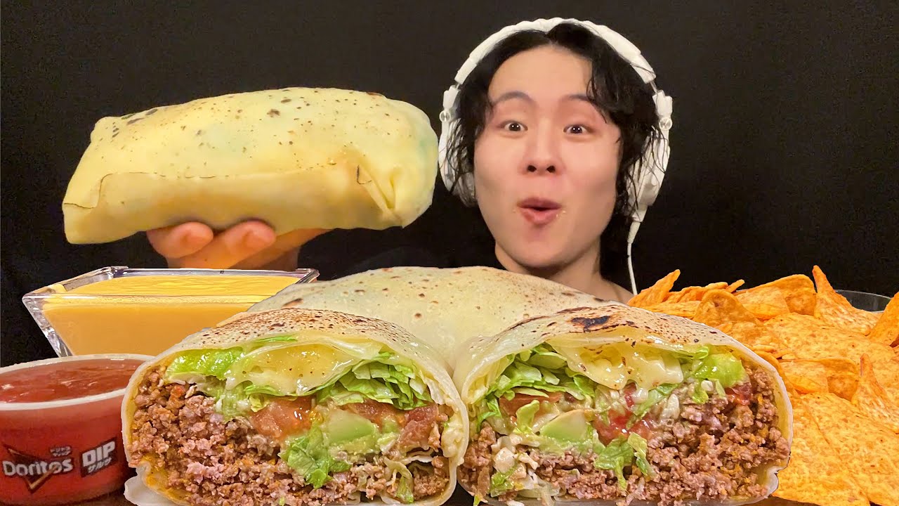 【ASMR】海外の人がよく食べてる巨大ブリトー作ってみた✌️【咀嚼音/大食い】