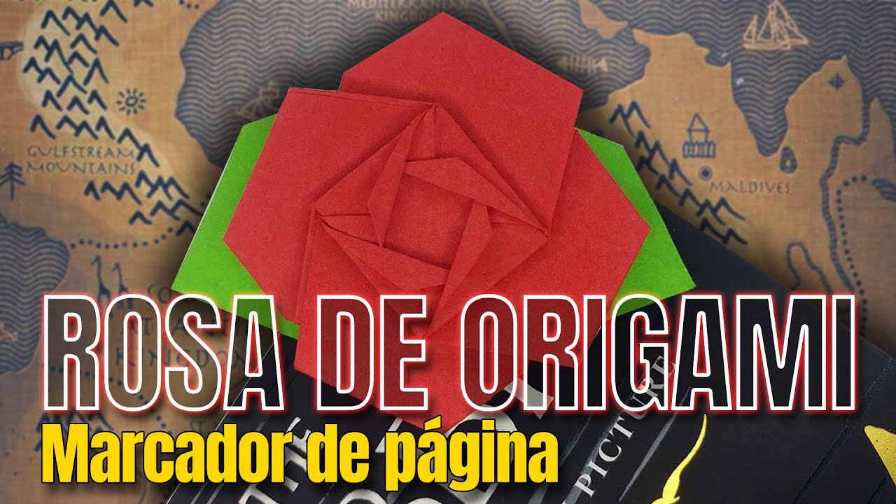 ROSA DE ORIGAMI 🌹 Marcador de Página Criativo
