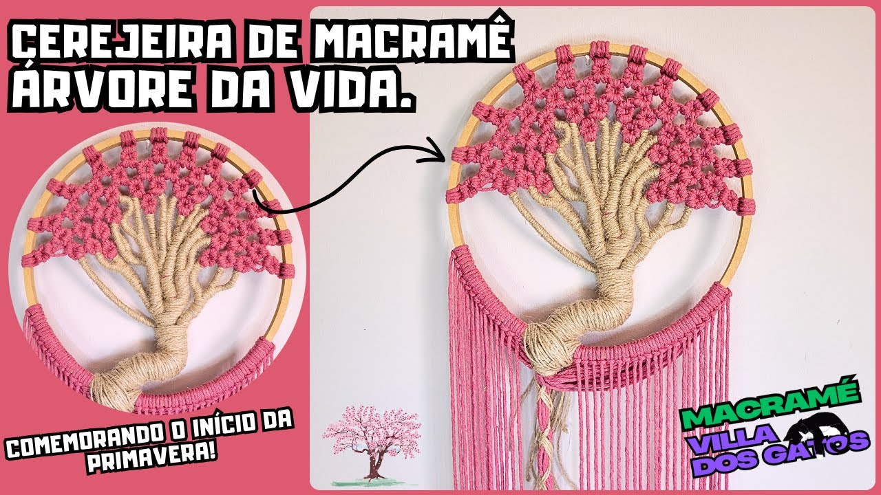 MACRAMÉ - Árvore de Cerejeira de Macramê - Cherry Tree