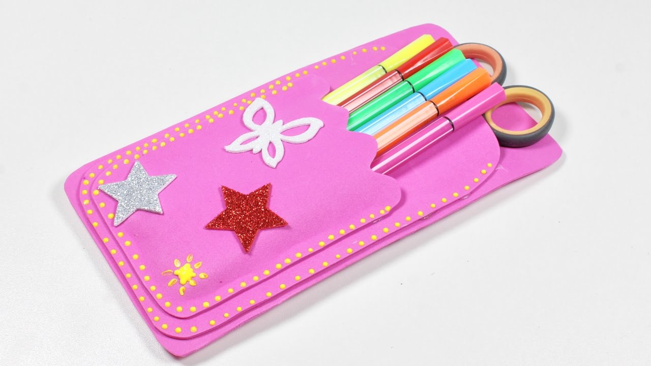 Pencil Case School Supplies | Popsicle Sticks DIY | Foam Creations