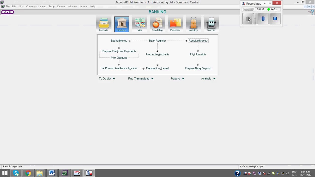 MYOB AccountRight -Recording Cash Transactions
