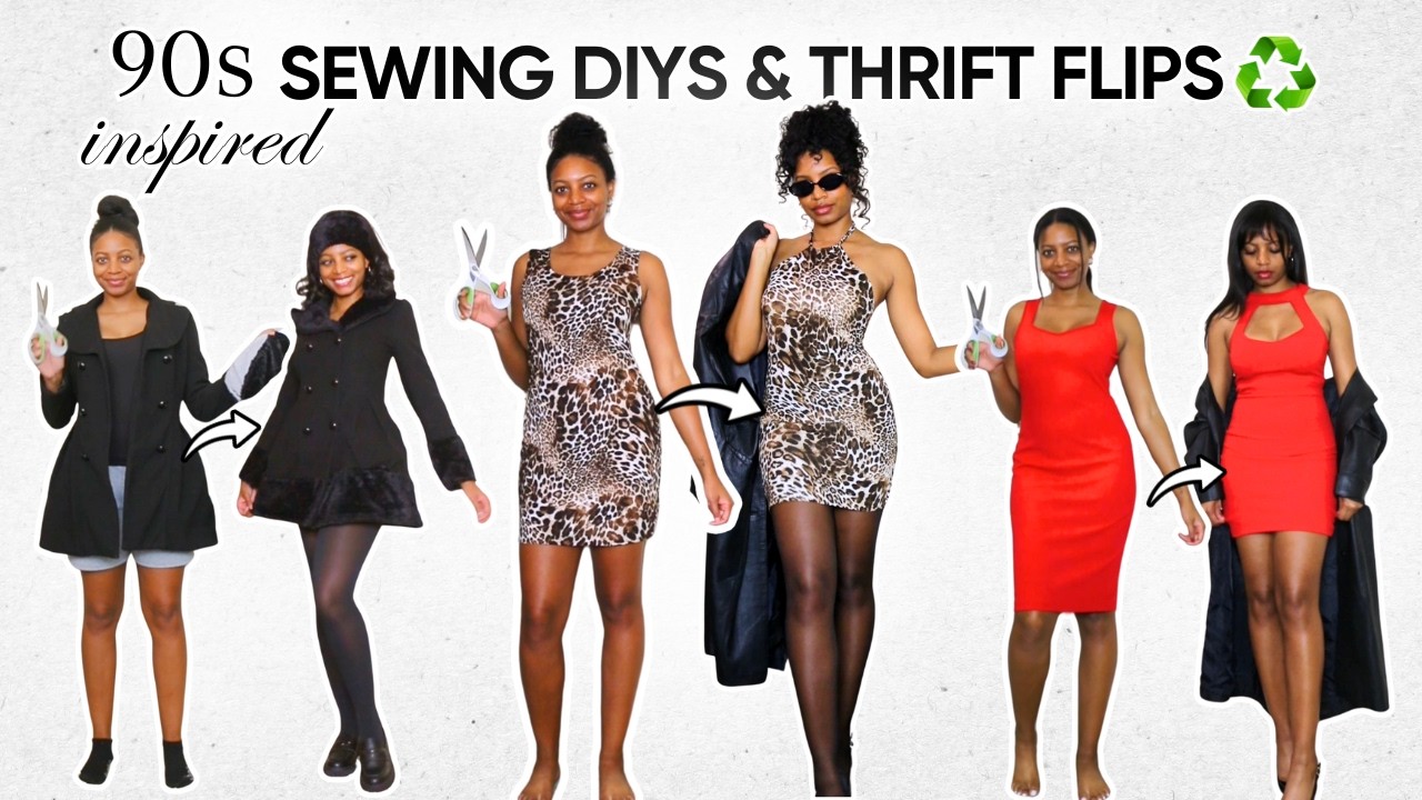 Let's DIY These 90s Fashion Looks! Upcycled Clothes + Sewing Thrift Flips