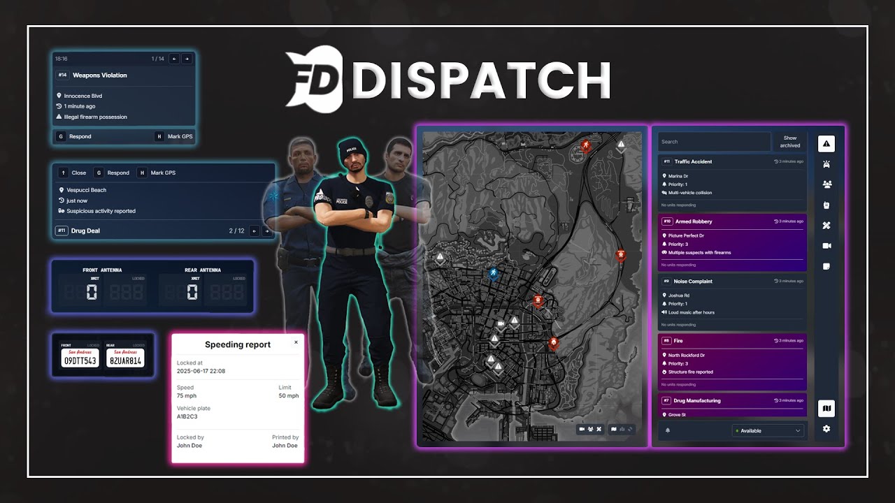 FD Dispatch for FiveM | Multi-Job, Units management, Body cams, Alerts, Surveillance system, Logs