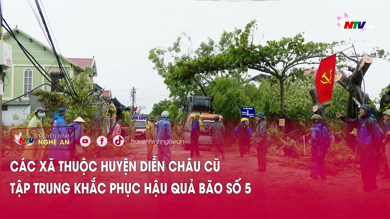 Các xã thuộc huyện Diễn Châu cũ tập trung khắc phục hậu quả bão số 5