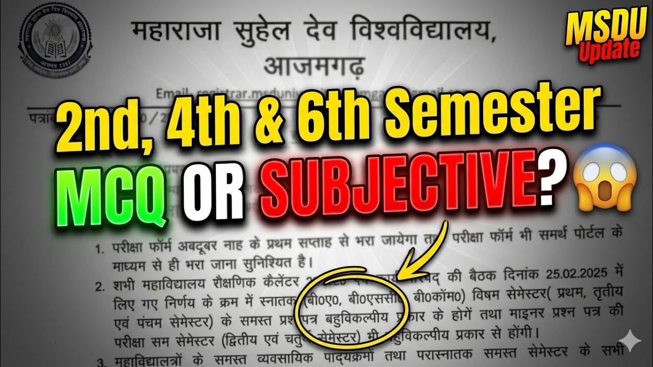 😱 BIG UPDATE! MSDU 2nd, 4th & 6th Semester Exam Pattern - MCQ or Subjective?