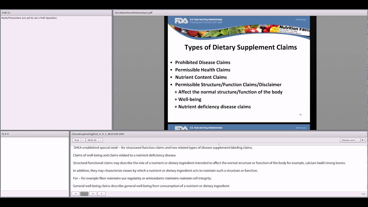 2014 Dietetics and Nutrition Webinar - Dietary Supplements Updates