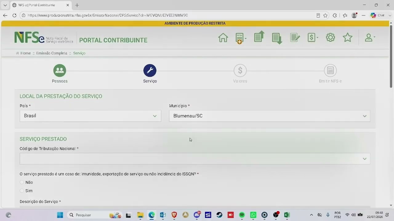 Treinamento Emiss&atilde;o Nota Fiscal Nacional