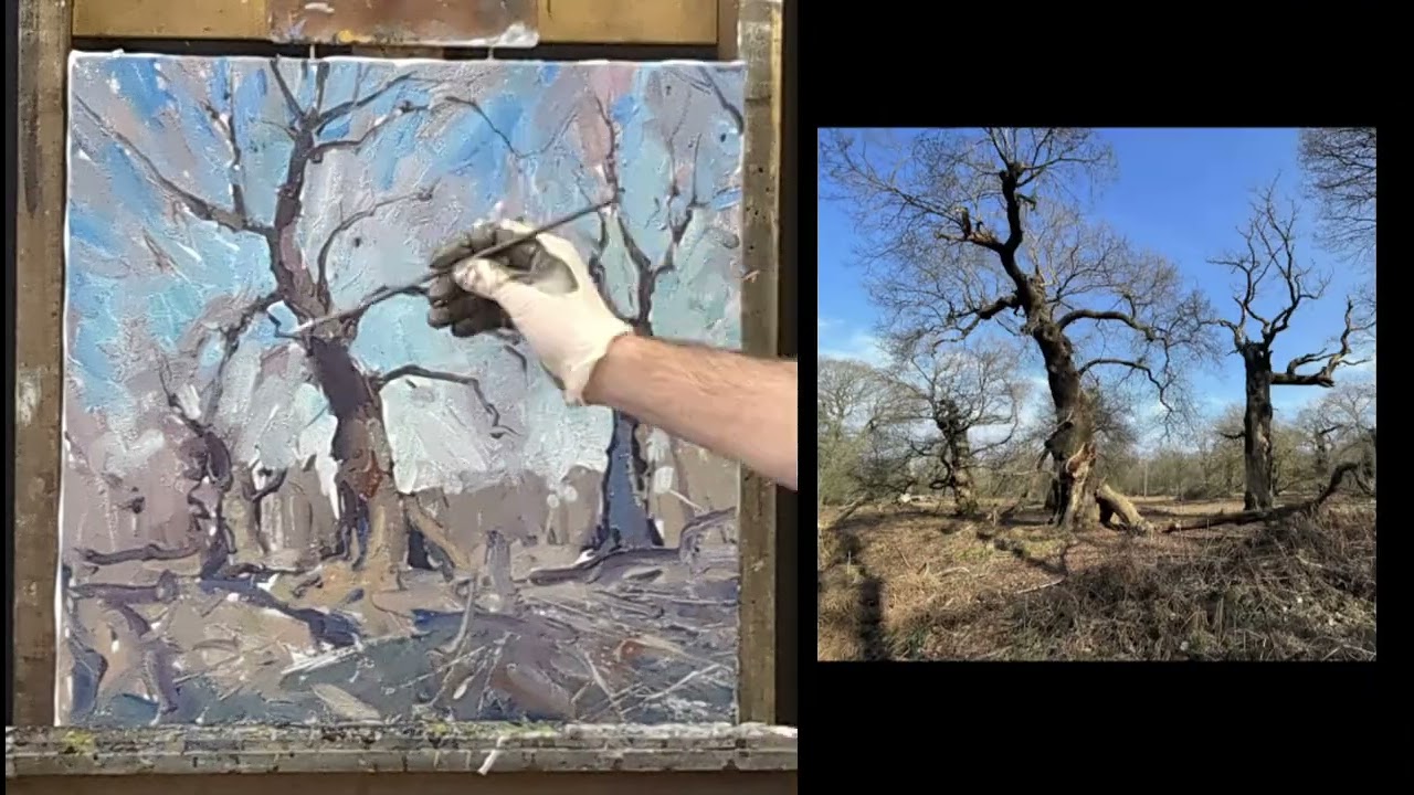 Painting Weathered Trees Timelapse Lesson with Commentary : Kyle Buckland, The Artful Souls