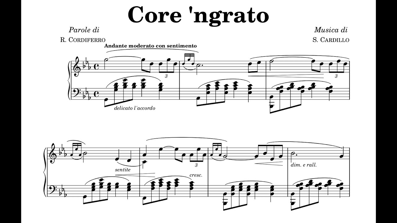 Core 'ngrato (piano accompaniment)- Salvatore Cardillo