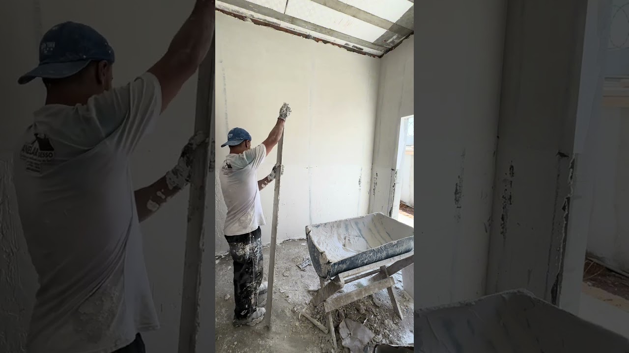 Rebocando com gesso passo-a-passo esse é o gesso prumado  💯%   será que é mais fácil ? Acompanhe