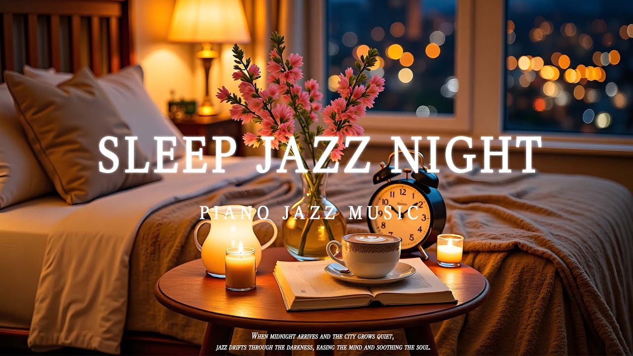 Quiet Cozy Bedroom at Night with Tender Sleep Jazz & Soft Piano – Warm Room Ambience for Relaxation