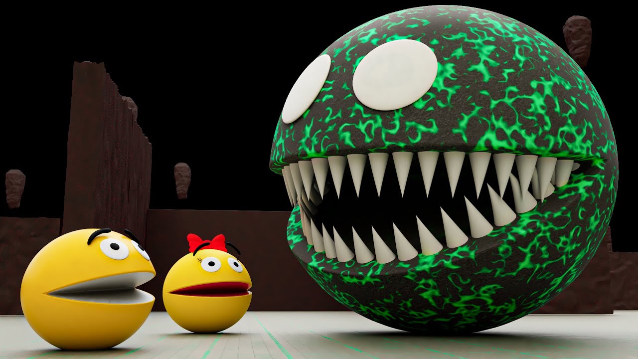 Pacman Monster VS Acid Monster and Ms. Pacman Part 1