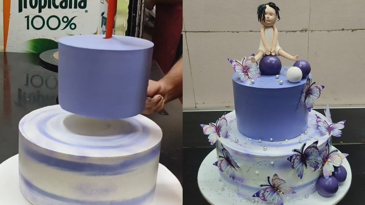 Two-Tier Butterfly Cake Decorating Tutorial