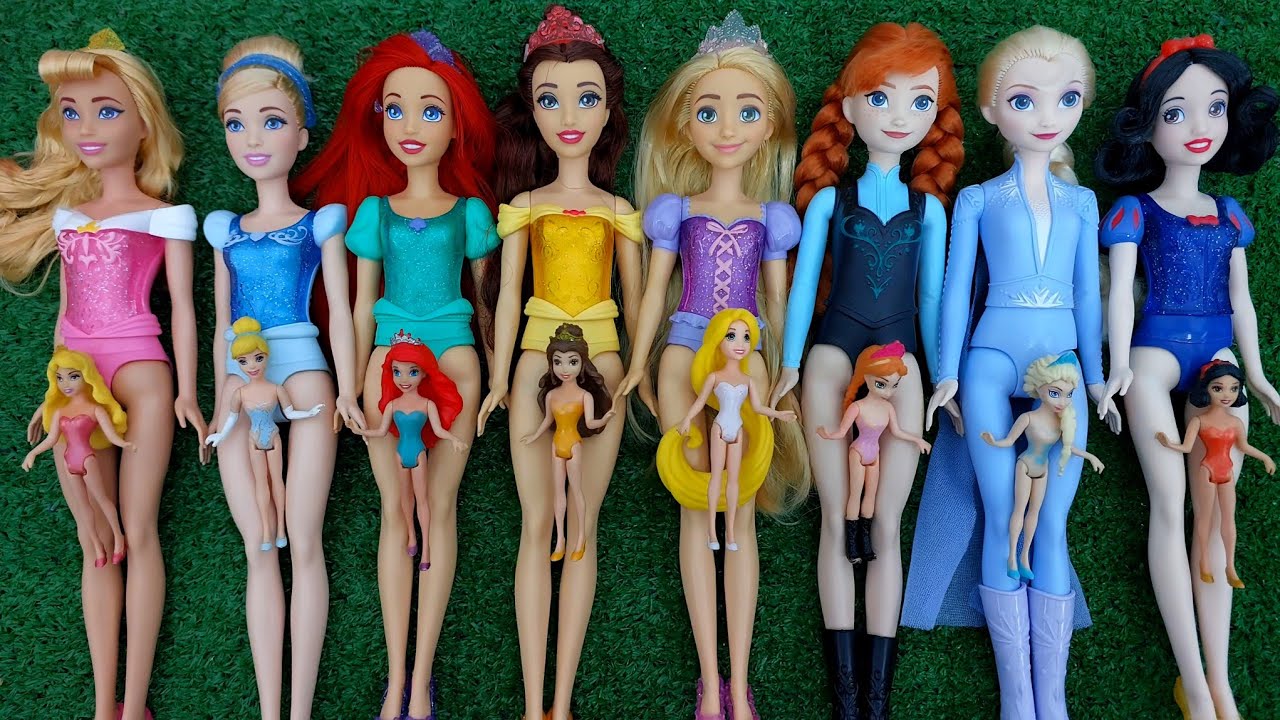 Disney Princess Cute Doll Makeover DIY Miniature Ideas for Barbie Wig, Derss, Feceup, Barbie dolls 