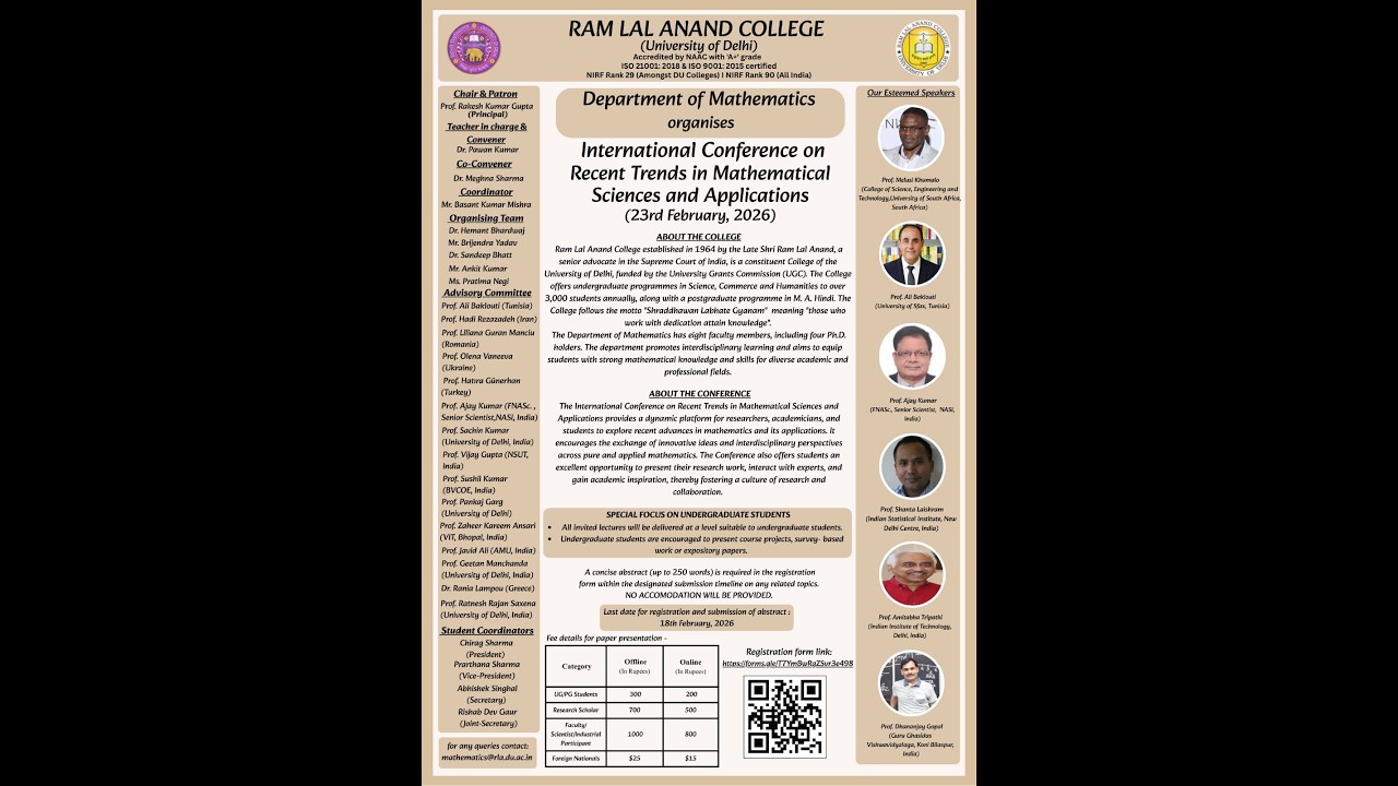 International Conference on Recent Trends in Mathematical Science and Application || RLAC || DU