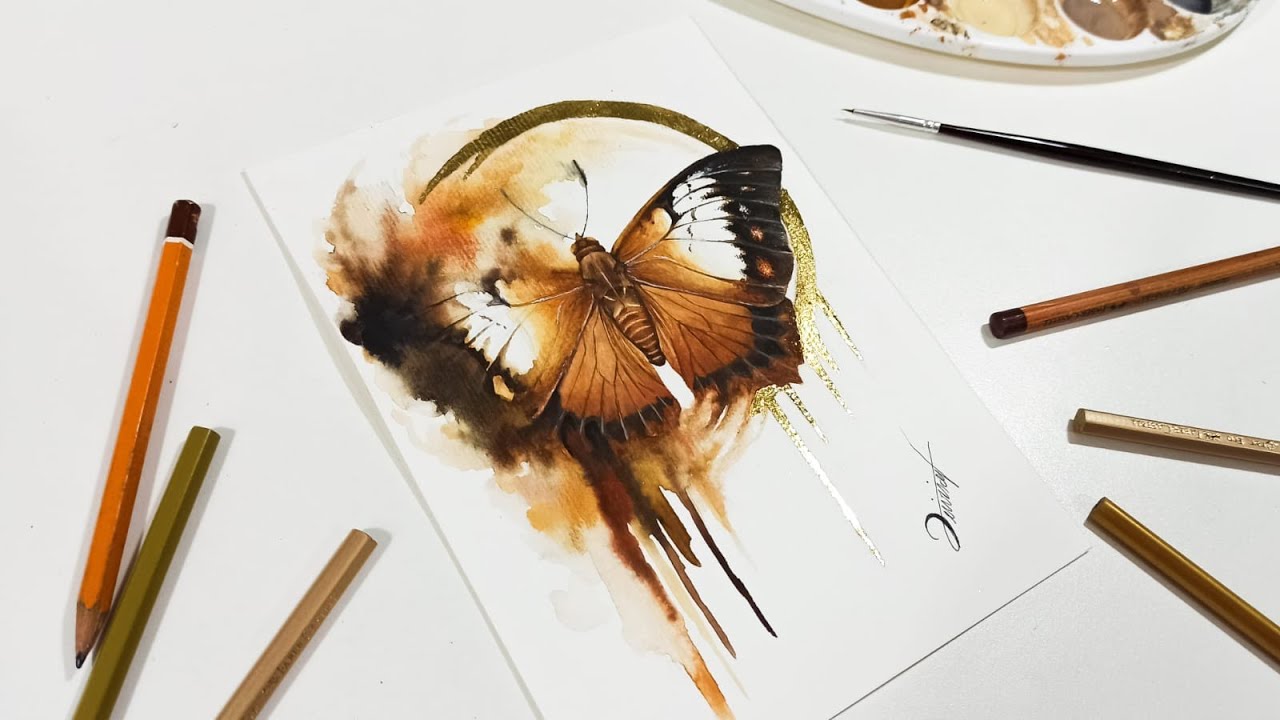 Speed Drawing - BORBOLETA  (Aquarela)
