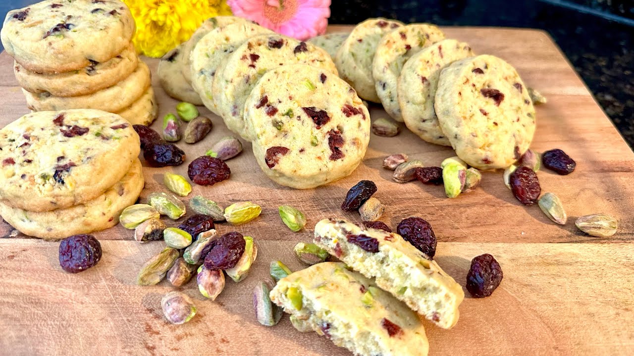 How to make Cranberry Pistachio Cookies shortbread, Soft, Crunchy & Chewy Best cookies  recipe ever