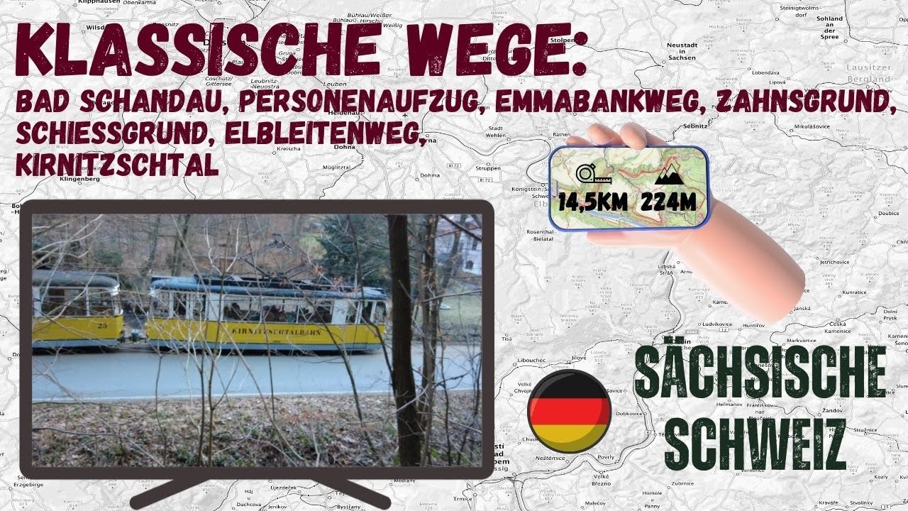 Bad Schandau, Personenaufzug, Emmabankweg, Zahnsgrund, Schießgrund, Elbleitenweg, Kirnitzschtal