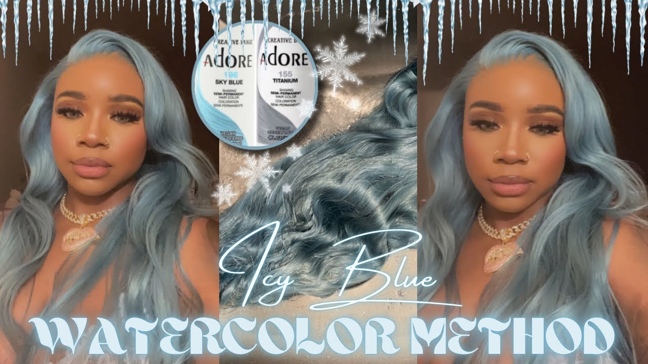 HOW TO: ICY BLUE Watercolor on Wig | THE PERFECT COLOR FOR WINTER❄️| ft. Melodie Hair Store
