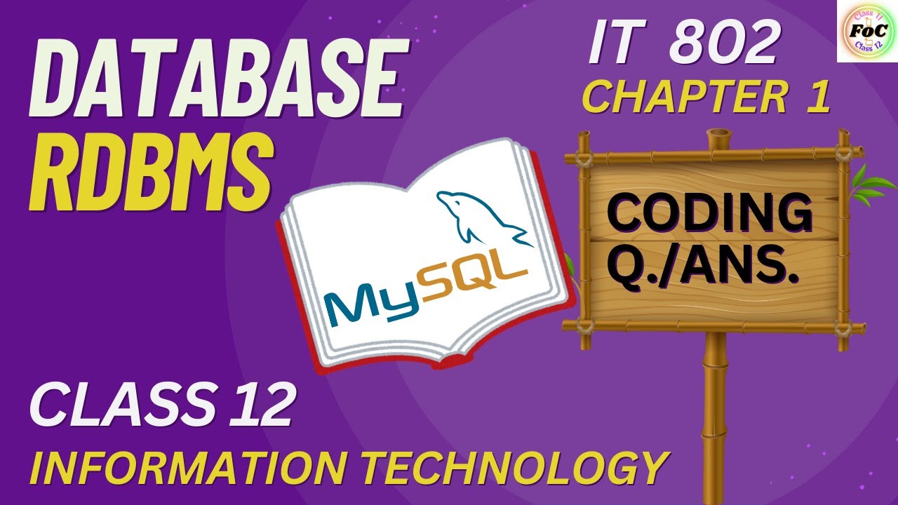 Coding Question Class 12 IT | Database RDBMS SQL queries | Information Technology 802 Board Exam PYQ