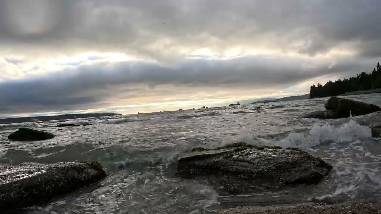 Clapping Ocean Waves at Sunset. Relax, Unwind, Stress Relief