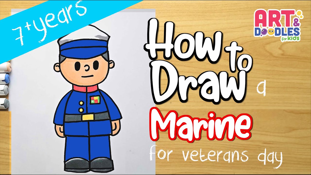 How to draw a MARINE SOLDIER | VETERANS DAY |  Art and doodles for kids