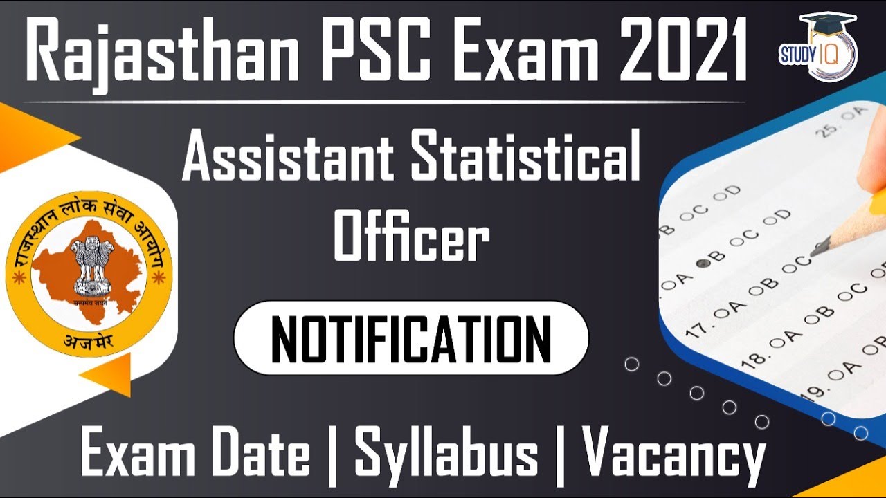 Rajasthan Civil Service Exam 2021 - NOTIFICATION for Assistant Statistical Officer | RPSC Exam 2021