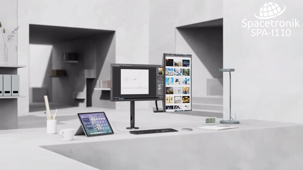 Uchwyt biurkowy na monitor z przeciwwagą Spacetronik SPA-I110
