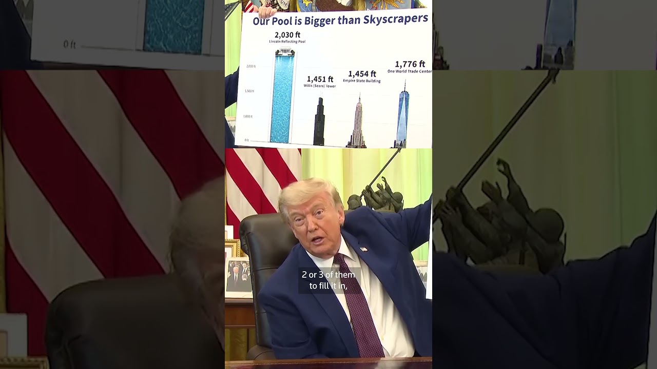 Теперь пруд Трампа окрашен в синий цвет, напоминающий американский флаг.