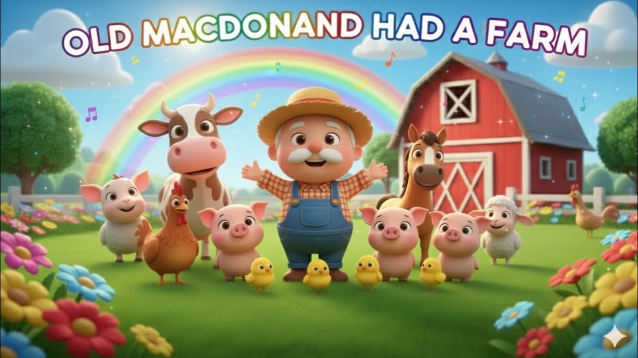 Old MacDonald Had a Farm | Farm Animals Song for Kids 🌈🐮